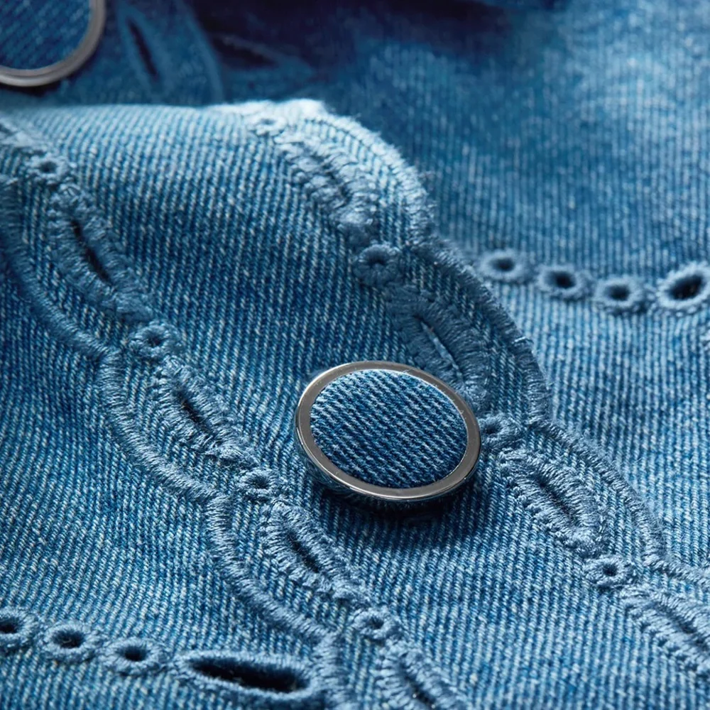 Veronica beard Dickey insert eyelet denim blue Gretel $298 nwt 00-14